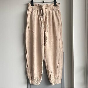 OKAKIE Cream Cotton Blend Pants
